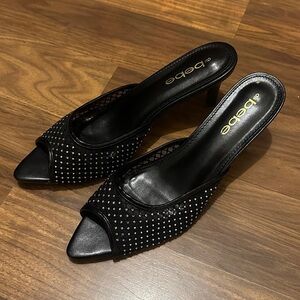 Bebe Black Rhinestone Women's Heels